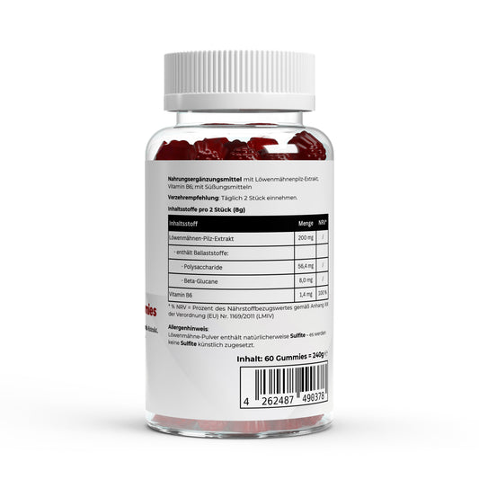Löwenmähne + Vitamin B6 Gummies - 60 Stk.