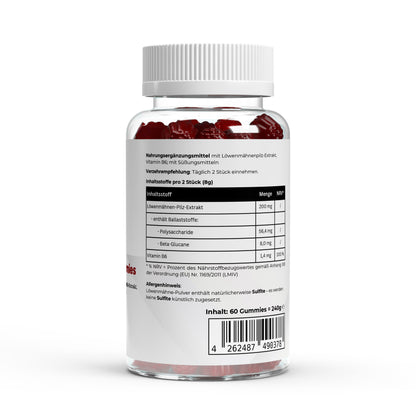 Löwenmähne + Vitamin B6 Gummies - 60 Stk.